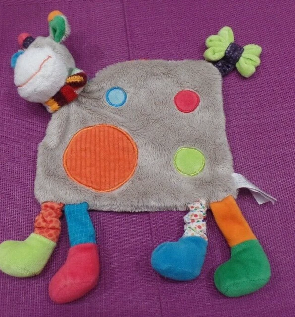 B6G / doudou plat gris rond orange rouge vache girafe SIMBA DICKIE BELGIUM