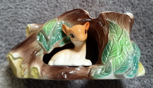 Vintage Hornsea Royal Fauna Fawn/Deer Posy Vase/ Log Trough Vase