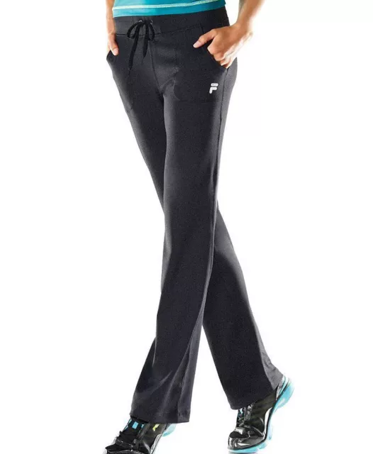 FILA Women's Straight-Leg Charcoal Grey Cotton Blend Yoga Pants  - Size XS NWT