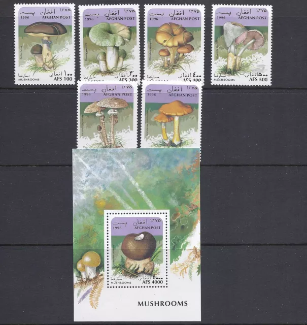 Afghanistan 1996 Pilze Champignons Set / Souvenir Blatt VF MNH