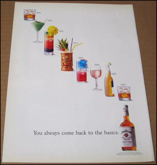 1991 Jim Beam Whiskey Print Ad Advertisement Page Vintage Ford Motor Company