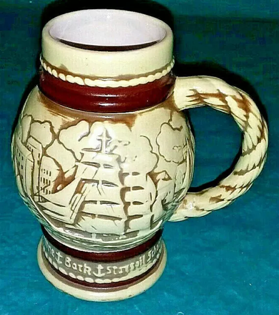 Bierkrug Humpen Weinkrug Maß  aus Keramik von Avon Segelschiff Motiv Relief D309