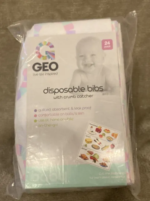 Geo Disposable Bibs With Crumb Catcher 24 Pack