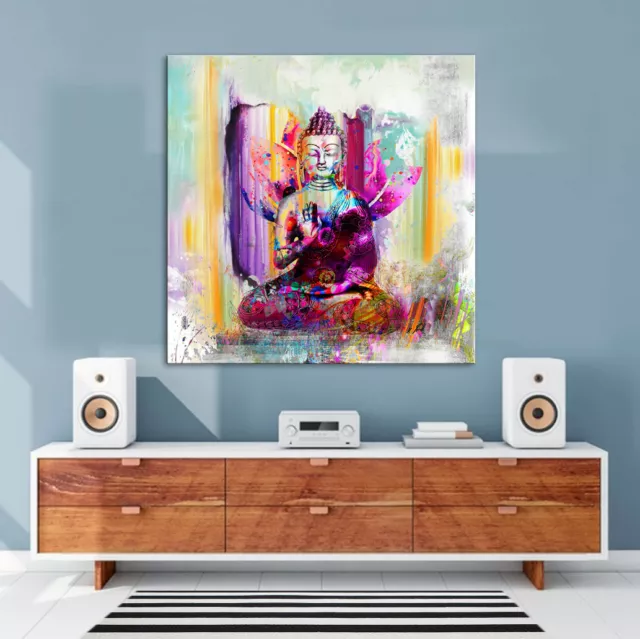 Abstraktes Bild Buddha Farbe Bunt Leinwand Kunst Bilder Wandbild Modern D2353