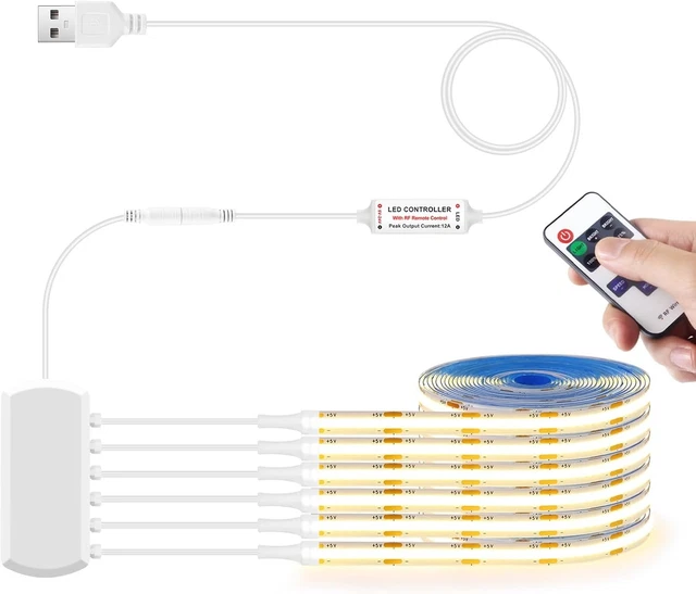 5V USB COB LED Strip, 6 Rolls 1M warmwhite COB LED Strip Light with ...