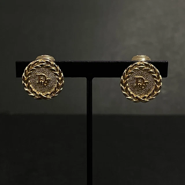 Christian Dior Logo Gold Tone Earring /1K4339