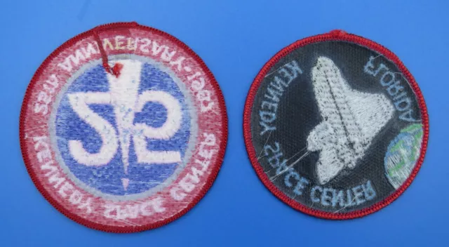 NASA PATCH Pair vtg Kennedy SPACE Center 25th Anniversary Space Shuttle Florida 2