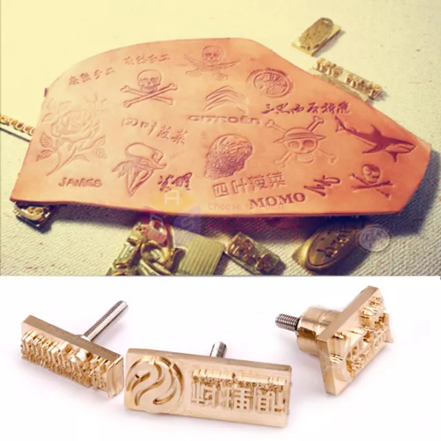 Leather Stamp Brass custom made logo Embosser seal hammer tool wood hot  Branding