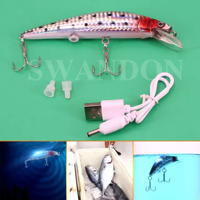 TWITCHING USB RECHARGEABLE Fishing Lures Light Buzzing Bass Trout Salmon  $13.95 - PicClick AU