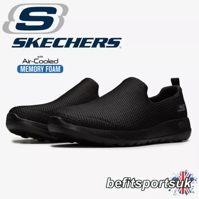 Skechers Mens Slip-On Shoes Black Memory Foam Go-Walk Trainers Arch Sketchers