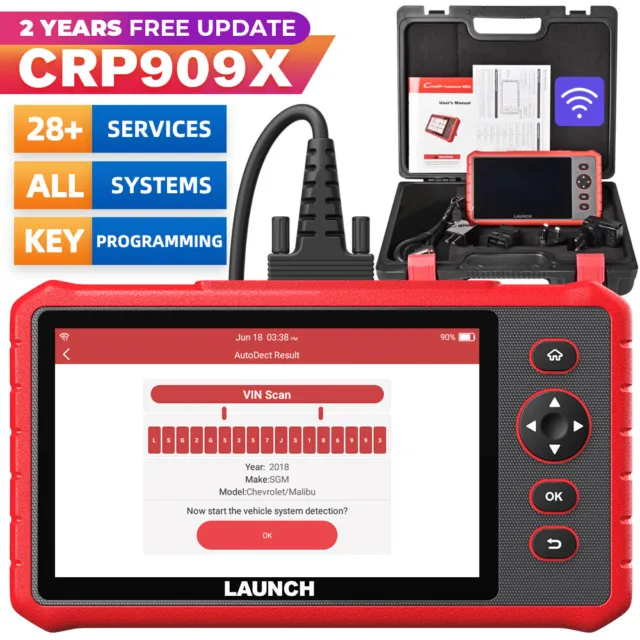 2024 LAUNCH CRP909X Pro Full System Diagnostic Tool OBD2 Scanner Key Coding TPMS