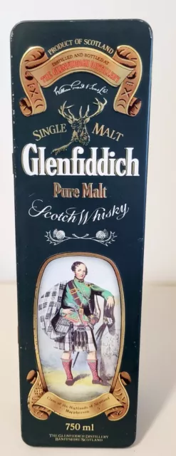 Vintage Glenfiddich Clan Macpherson Scotch Whisky Empty Tin 750ml Collectors UK