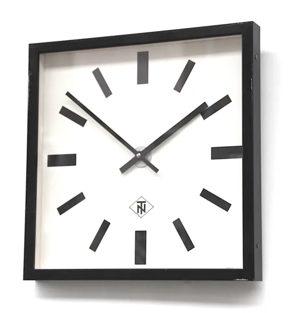 Slimline 1970s TN West German Industrial Factory Midcentury Vintage Wall Clock