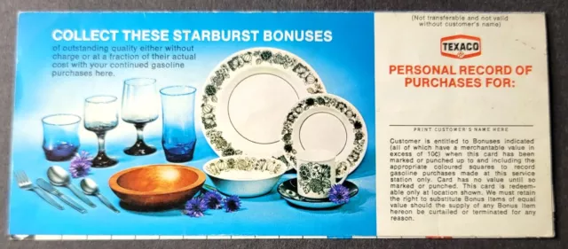 Vintage 1970s Texaco Starburst Bonus Progress Tracker Sheet HTF