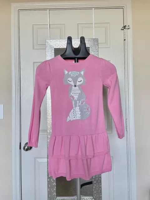 Gymboree Light Pink Cable Knit Sweater Dress GIRLS 8 Shiny Gray Fox Ruffle