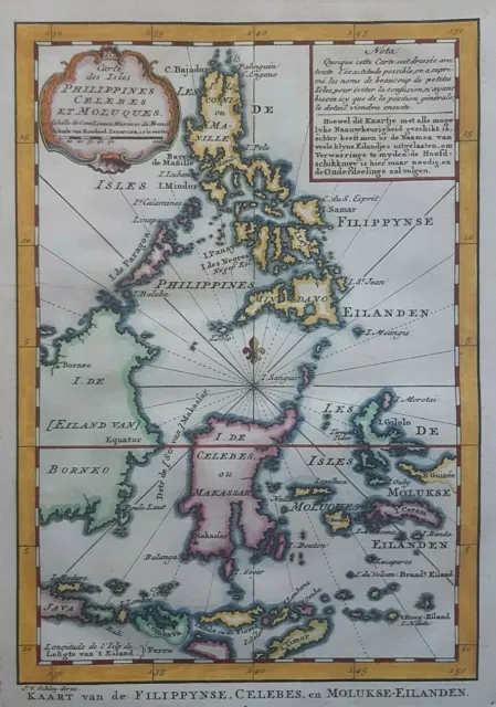 Philippines Filipinas Celebes Borneo Moluccas East Indies Map BELLIN 1754