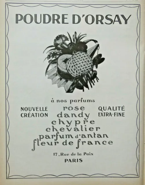 Publicité De Presse 1926 Poudre D'orsay A Nos Parfums Rose Dandy Chypre Fleur