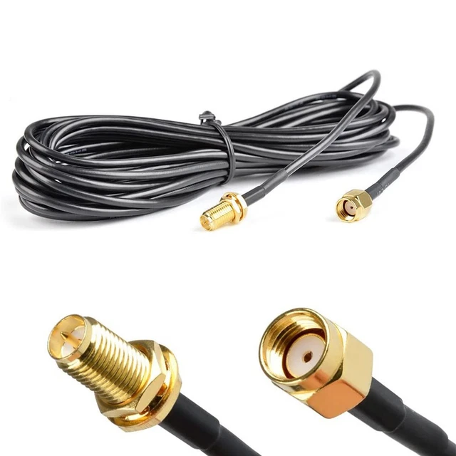 Eightwood Câble RP-SMA Mâle Vers Femelle 20cm - Pour Antenne WiFi Routeur - Lot De 2