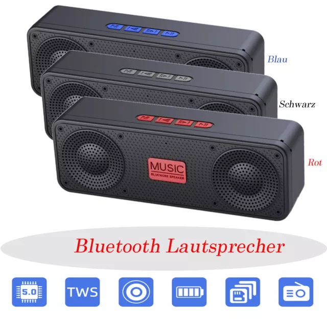 Outdoor Tragbarer Wireless Bluetooth Lautsprecher Stereo Speaker Radio Musicbox