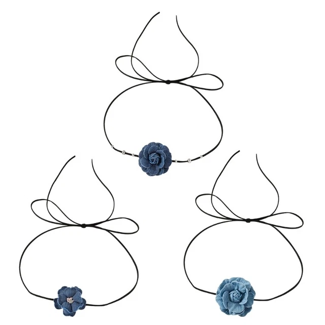 Floral Charm Necklace Adjustable Lace-up Choker Chain Adjustable Neckchain