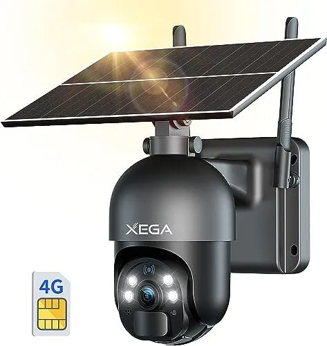 Xega 3G/4G LTE caméra de sécurité extérieure sans Fil à énergie Solaire,