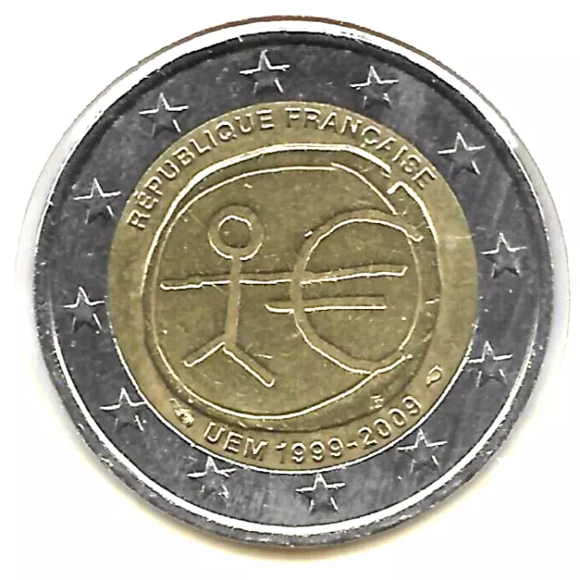 Francia 2€ 2009 km#1590 ( Conm. 10 Años nacimiento del Euro ) Usada Ref. M 1779