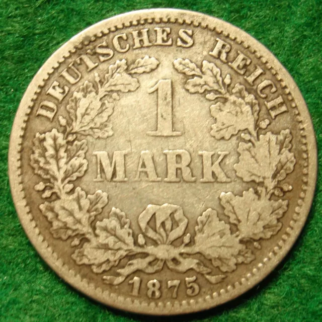 Scarce Germany Empire SILVER 1 Mark 1875 F XF KM# 7 Silver Very High Grade