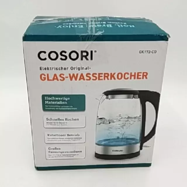 COSORI Wasserkocher Glas Upgrade Edelstahlfilter Innendeckel BPA Frei 1,7 Liter