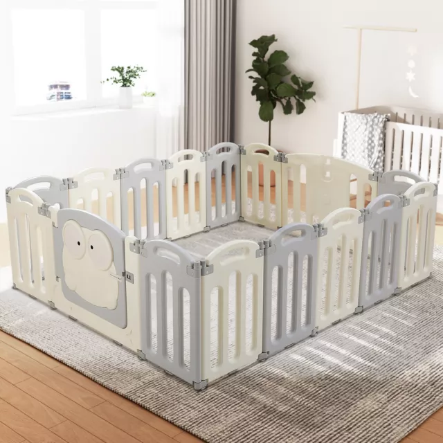 16 Panel Baby Playpen Safety Fence Foldable Toddler Play Activity Centre HDPE
