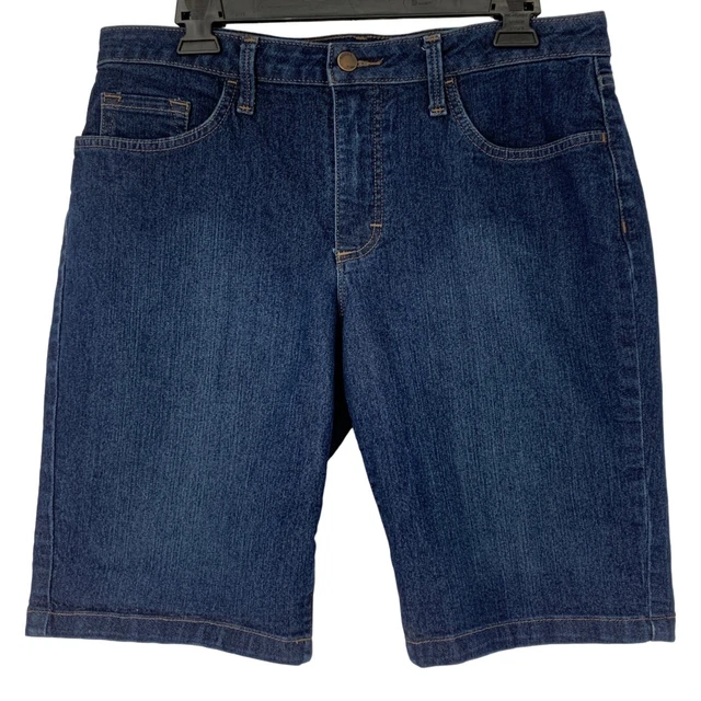 Womens Lee Burmuda Denim Jean Shorts Size 12 Stretch Mid Rise 3604