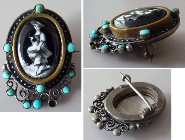 Broche Antique 19ème Siècle - Portrait De Guerrier - Fonte De Berlin Ou Acier - Collection