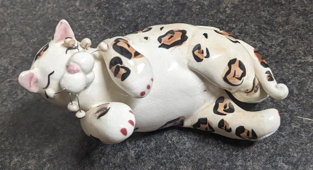 2001 AMY LACOMBE Leopard Cheetah Spots Annaco Creations Whimsiclay Cat