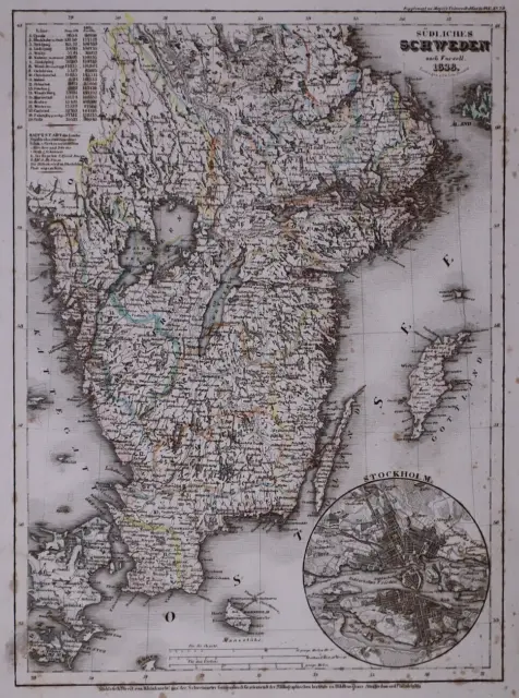 Dated 1838 Universal Atlas Map ~ SCHWEDEN / SWEDEN - STOCKHOLM ~(10x12)-#1262