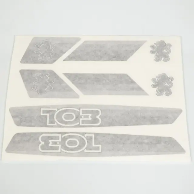 Planche 8 autocollant sticker pour mobylette Peugeot 103 SP gris / noir Neuf