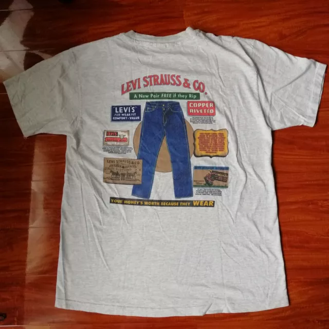 Vintage Rare LEVI Strauss & Co. LEVIS Jeans Advertising BIG E SHIRT USA Large