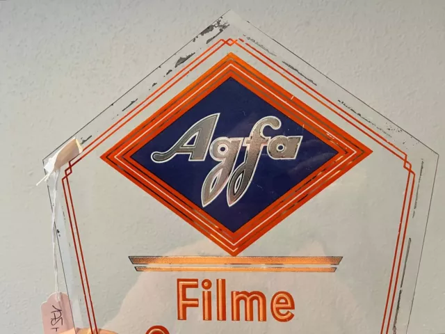 Orig. alte Agfa Glaswerbung Filme Cameras Platten Papiere 30er Jahre. Guter Zust 2