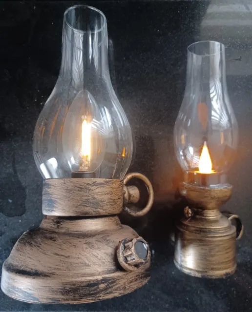 Two Different Sized 6" Mini Imitation Oil Lamps