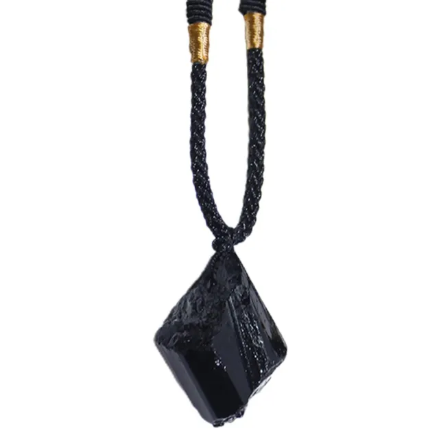 Black Tourmaline Necklace Natural Tourmaline Stone Pendant Energy Necklace