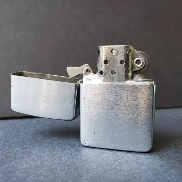 Vintage 1961 Zippo Brushed Chrome Lighter Original Insert NEEDS FLINT