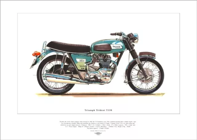 TRIUMPH TRIDENT T150 - Motor Cycle Art Print - Classic British 750cc Roadster