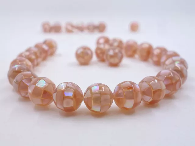 12mm Handmade Mother of pearl MOP pink shell mosaic ball round loose beads