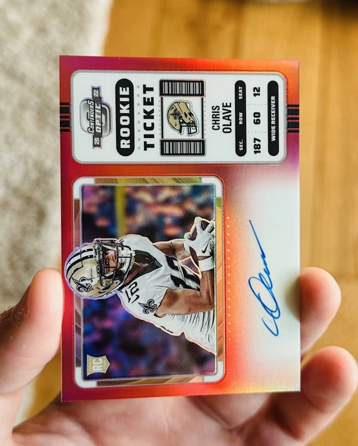 2022 Contenders Optic Chris Olave Rookie Ticket Auto Red /50 Variation Saints