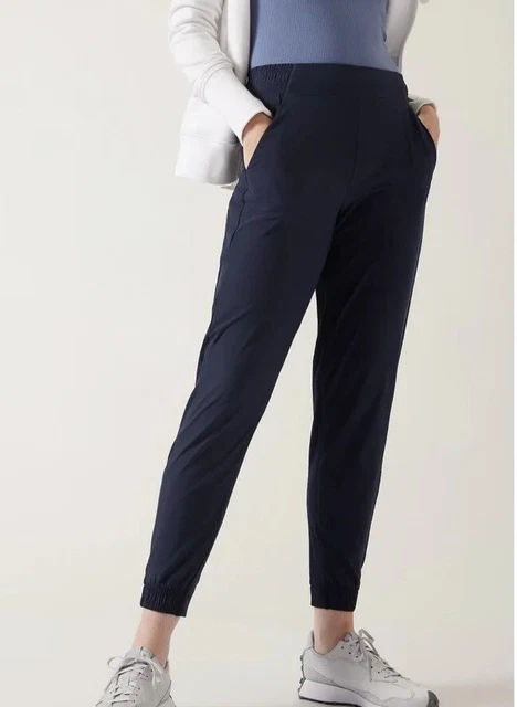 Athleta Brooklyn Jogger Navy Women Sz 16 Mid-rise Waistband Stretch NWOT