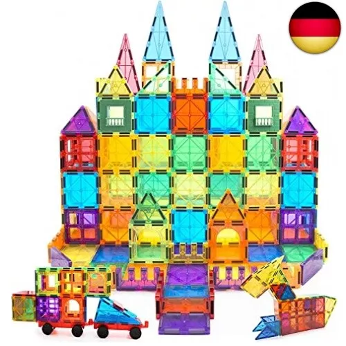 MagHub Magnet Toys Magnetic Tiles, 125 PCS Magnetic Building Blocks Set for