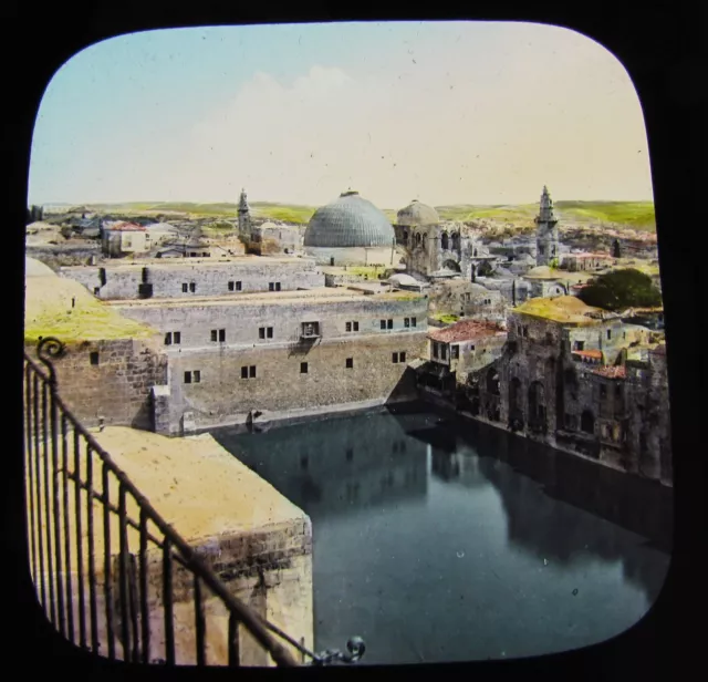 Glass Magic Lantern Slide UNIDENTIFED LOCATION IN THE HOLY LAND C1890