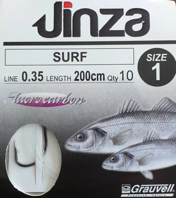 Grauvell Jinza Hameçon à palette N°1 monté Fluorocarbone en 35/100 longueur 2M