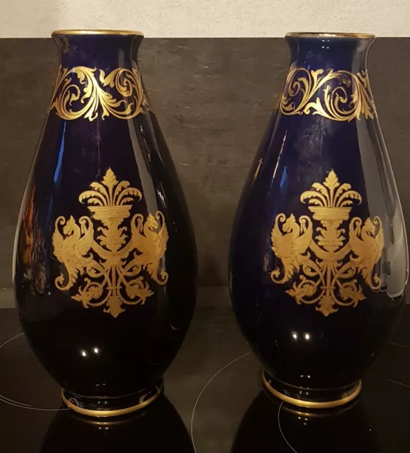 Paire De Vase Gustave Asch Bleu
