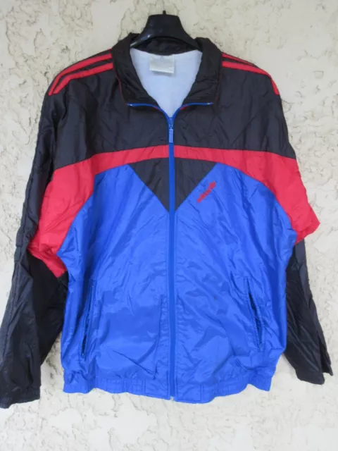 Veste ADIDAS vintage années 90 tracktop giacca jacket nylon bleu noir 186 XL