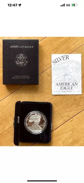 1996-P American Eagle SILVER Proof Coin COMPLETE w/box & COA * 06257 NO SPOTS