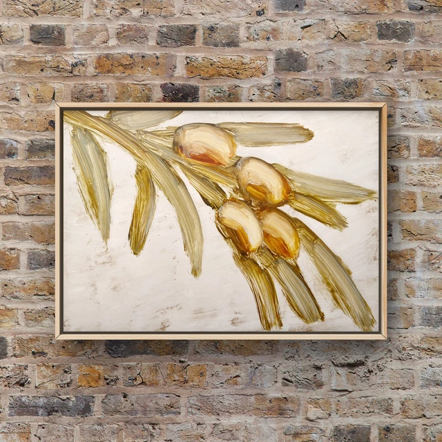 OLIVE TREE OIL Painting Olives Branch Wall Decor Neutral Artwork For